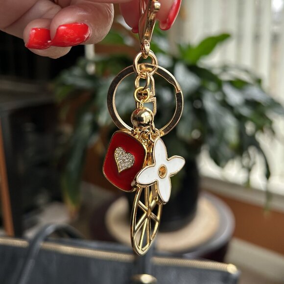 New GOLD WHEEL Bag Charm Red ☸ - Picture 1 of 8